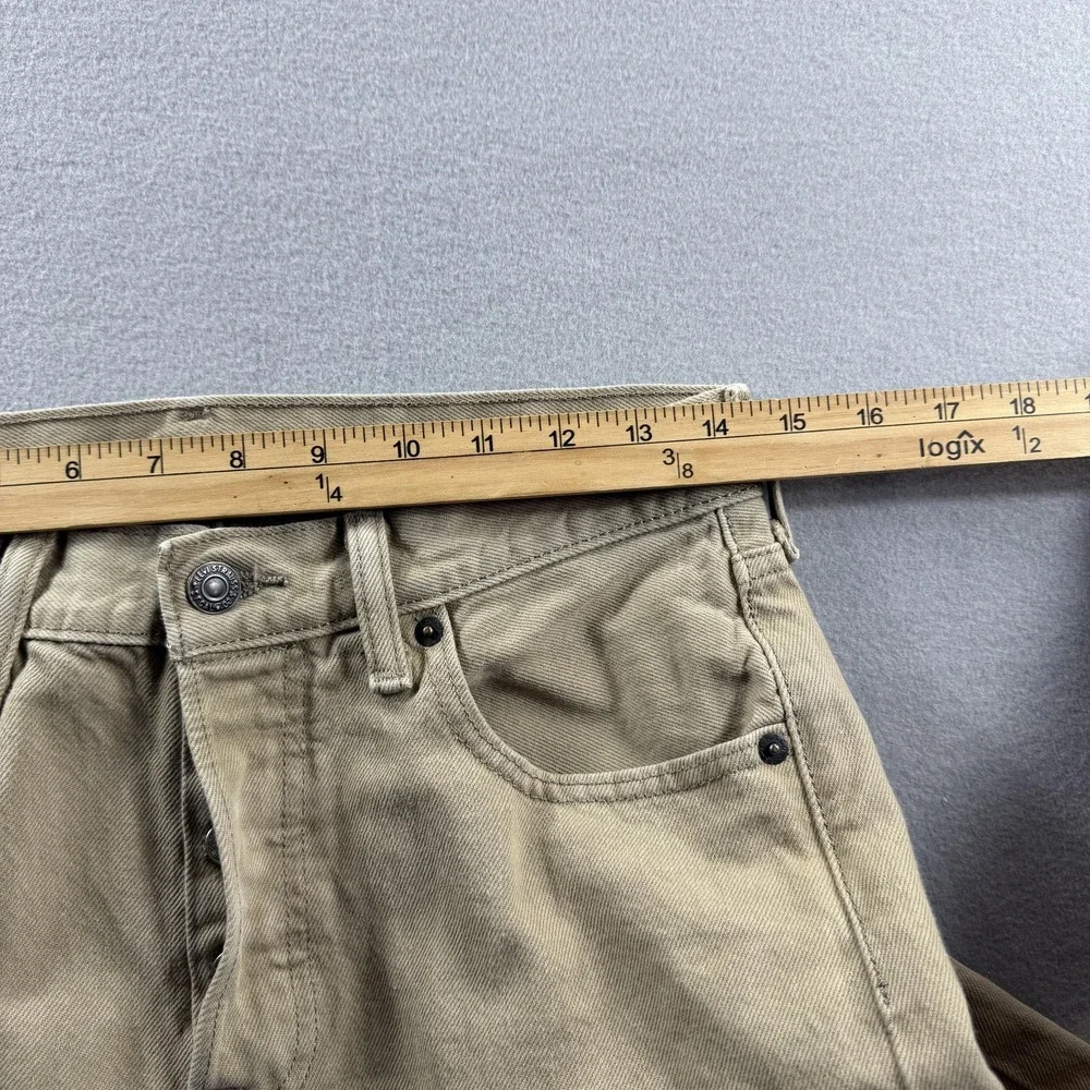 Levis 501 Jeans Mens 29x30 Beige Khaki Straight Leg Denim Button Fly Casual